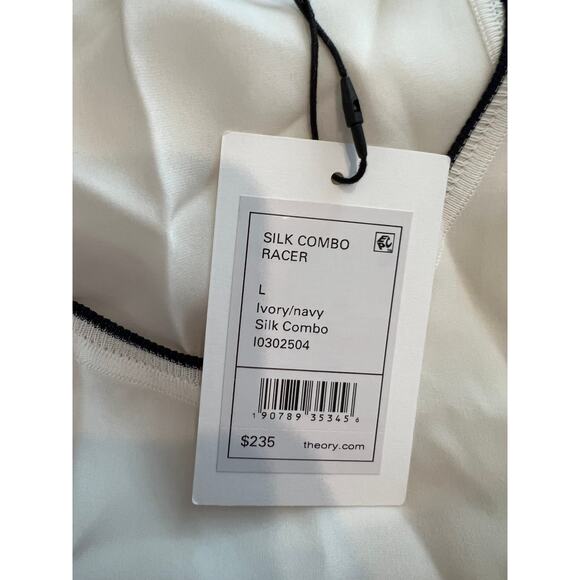 Theory Sheer silk racerback tank top Off White L - Picture 8 of 8